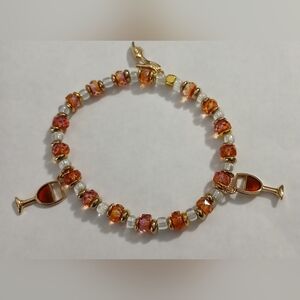 NWT Handcrafted Red Wine, Clear Glass Beaded Bracelet Bundle.